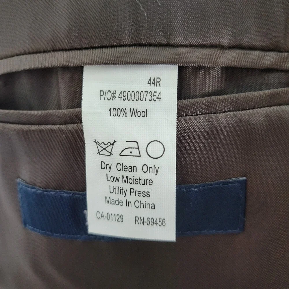 Izod Men's Sport‎ Coat Blazer Two Button Brown Herringbone Plaid Wool Size 44R